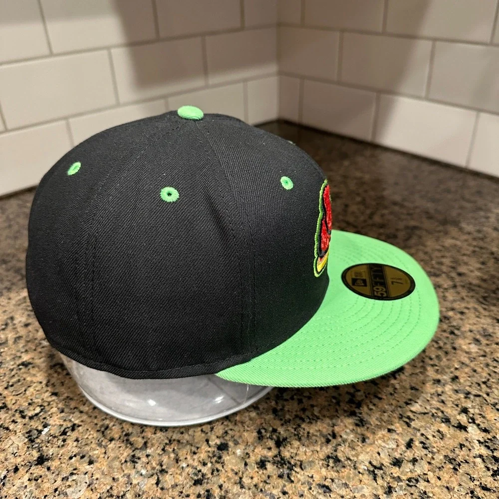 San‎ Jose Churros New Era 59FIFTY Fitted Hat Mens 7 5/8 Black Green Polyester